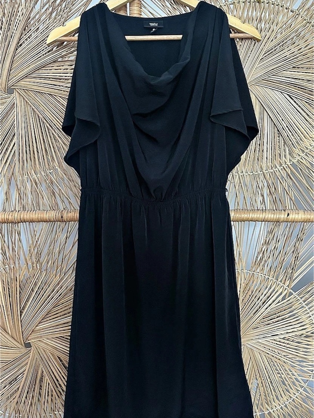 W&Co Draped Midi Dress in Black Size Small Like New